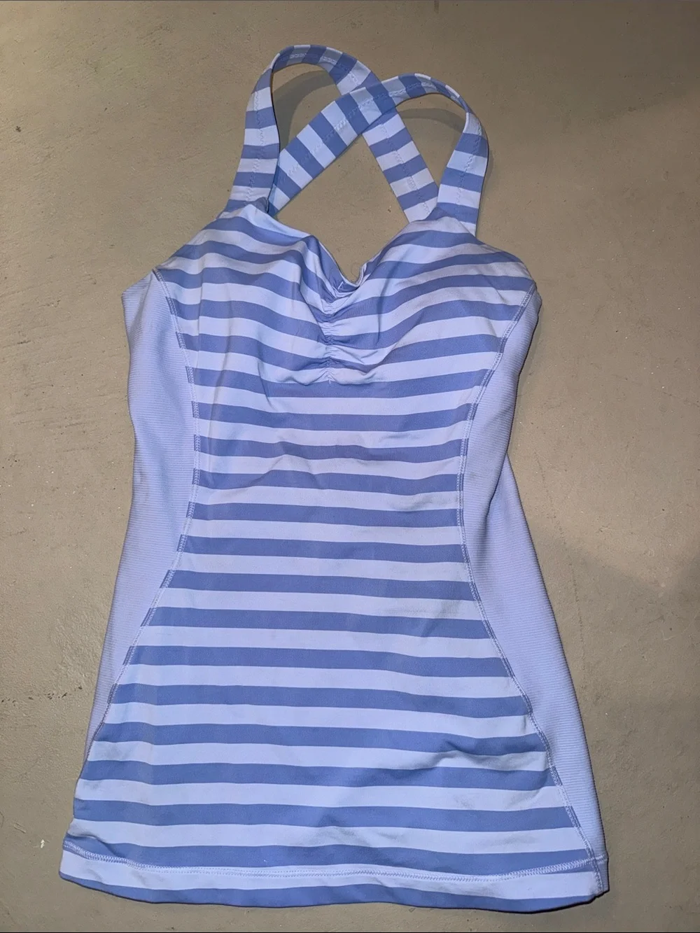 lululemon athletica Light Blue and White Striped Tank Top
